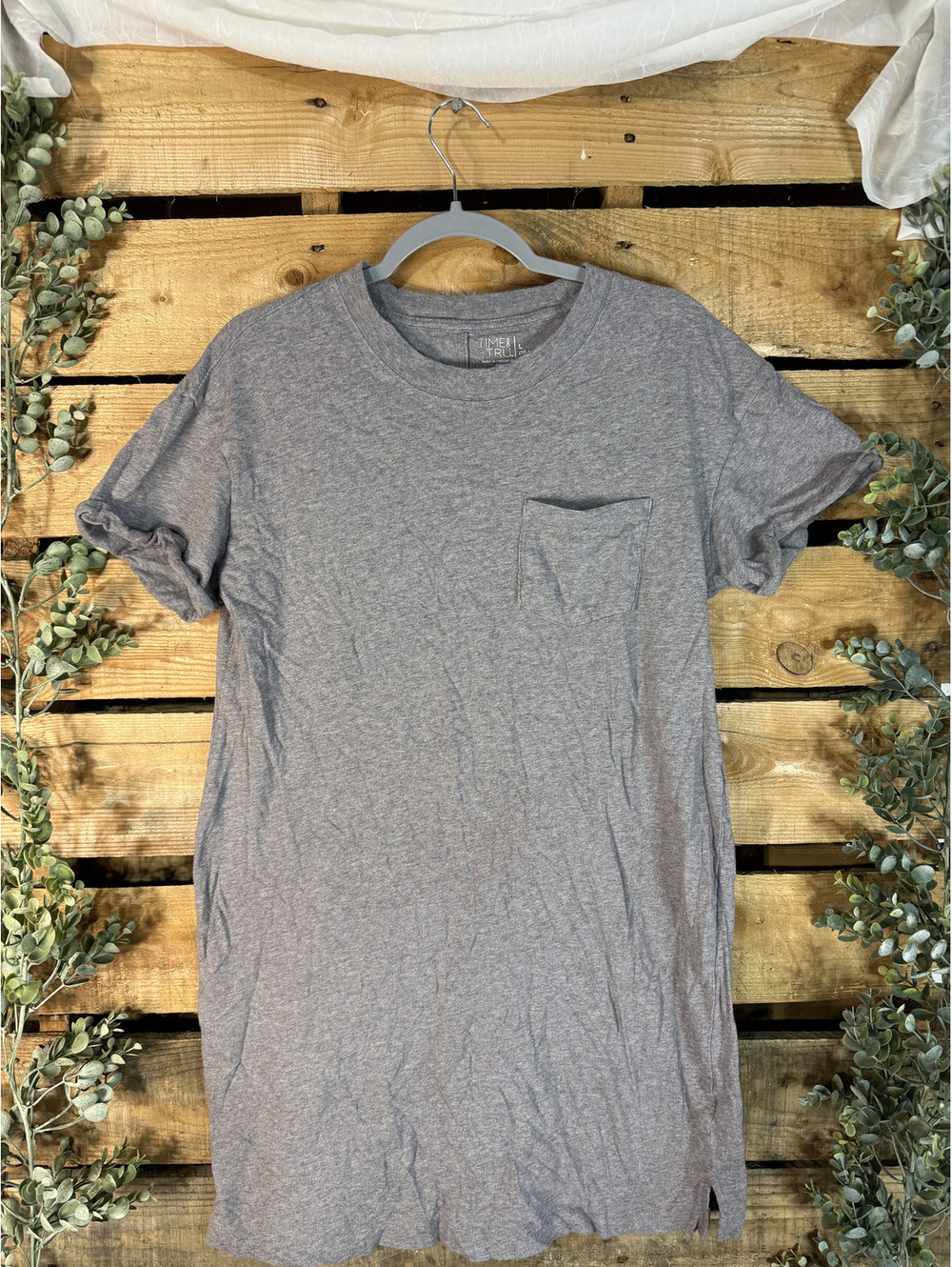 Time and Tru Gray Short Sleeve T-Shirt dress with Pocket Size L (12-14)